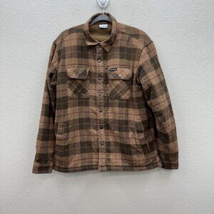 Columbia Plaid Flannel Sherpa Lined Snap Shacket Shirt XM5158 Mens size Large